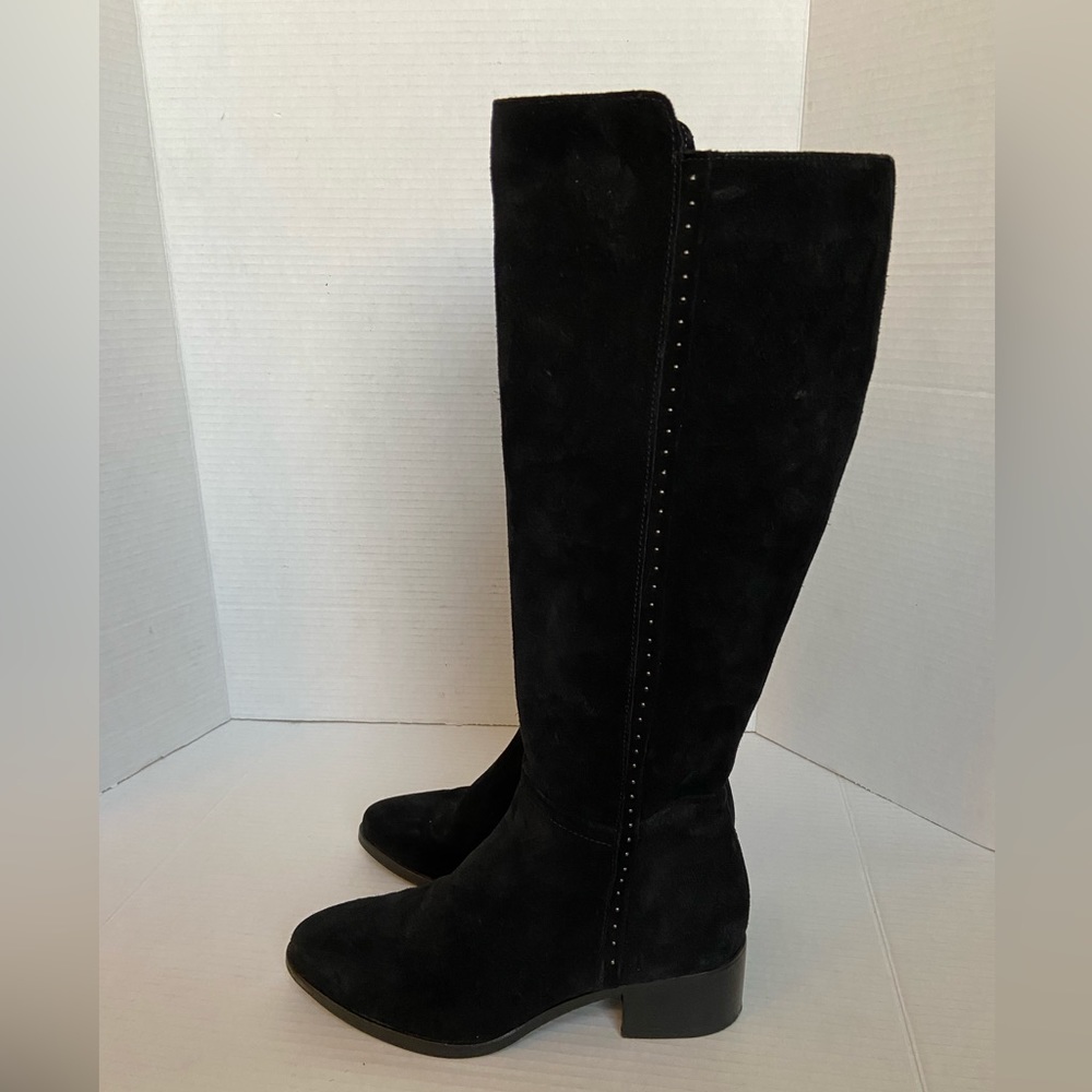 Italeau Boots Knee High Black Suede Leather Riding Shoes Womens Sz EU 36 US 5